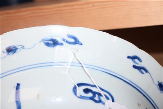 Two Chinese blue and white bowls, 18th/19th century, largest diameter 36cm